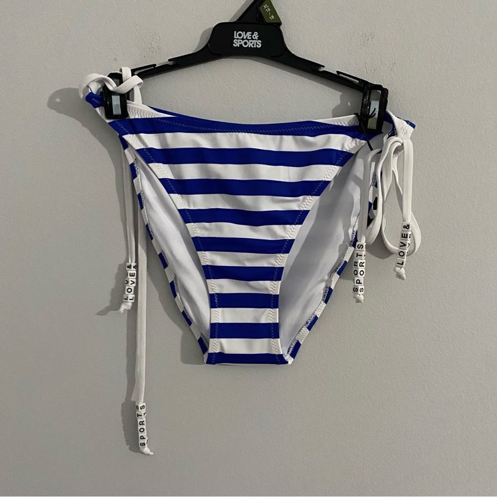 Love & Sports Women’s Striped Classic Coverage Side Tie Bikini Bottom